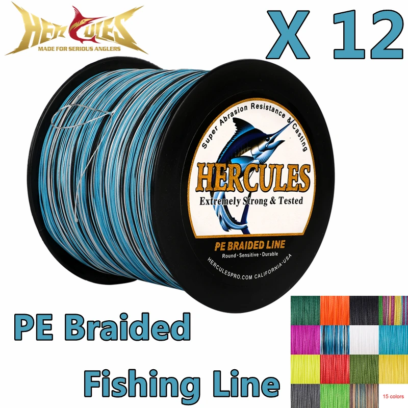 

12 Strands Braided Fishing Line PE Multifilament 100M-2000M Camo blue10 to 420LB Super Strong Fish PE Line Wire Smoot Hercules