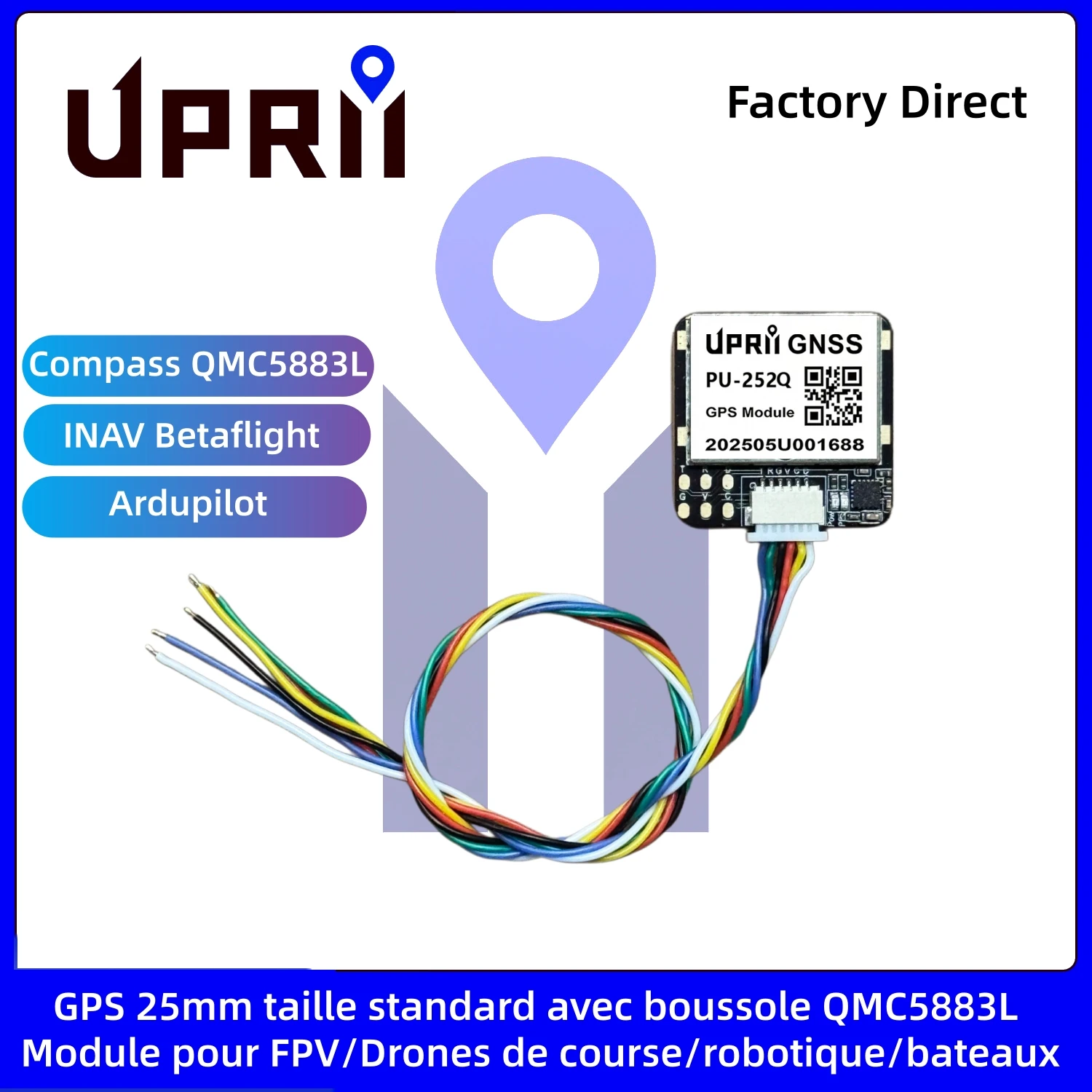 PU-252Q M10GNSS GPS Module with Compass, Compatible with INAV Betaflight Ardupilot, Support GPS Galileo GLONASS BeiDou QZSS SBAS