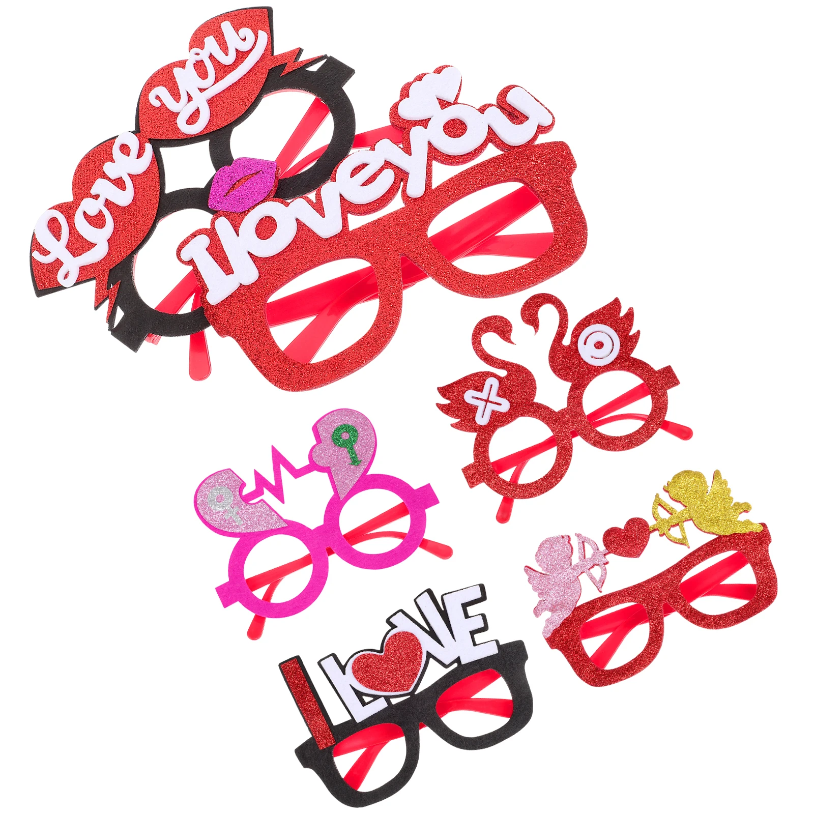 

6Pcs Valentine Party Glasses Heart Shaped Eyewear Novelty Photo Prop Festival Decoration for Bachelor Bachelorette Friends