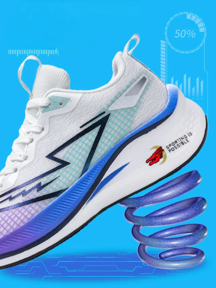 AJHL Carbon Plate Cushioning Running Shoes Anti Slip Outdoor Sports Shoes Breathable Fly Woven Lightweight Running Shoes