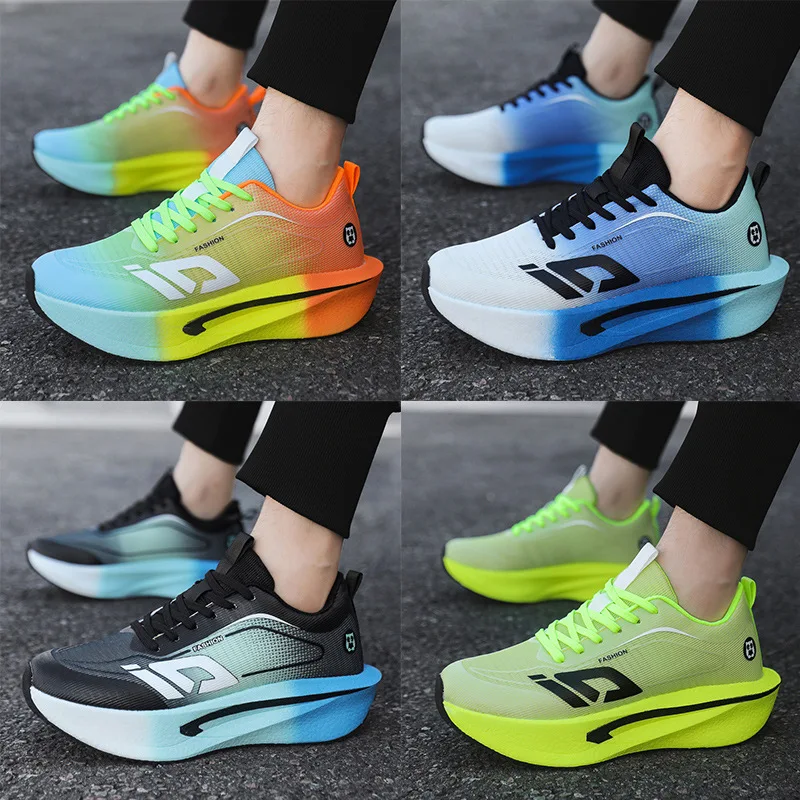 Zapatos Deportivos Casuales con Bloques de Color para Hombre, Zapatos para Correr con Absorción de Impactos y Placa de Carbono para Viajes al Aire Libre, Zapatos Versátiles para Parejas