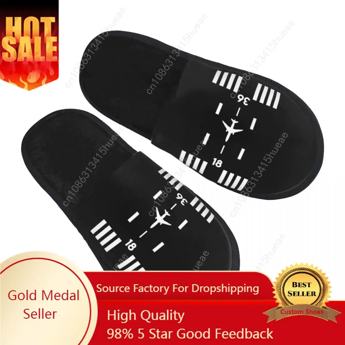 Custom Airport Runway Traffic Controller House Slippers Aviation Airplane Pilot Memory Foam Fluffy Slipper Indoor Outdoor Shoes