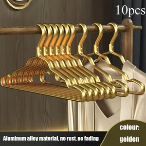 5/10pcs Golden Tahan Lama Pakaian Anak-anak Paduan Aluminium Gantungan Pakaian Domestik Dewasa Menggantung Gantungan Baju Perlengkapan Organizer 12 gantungan lucu penjualan terbaik - №