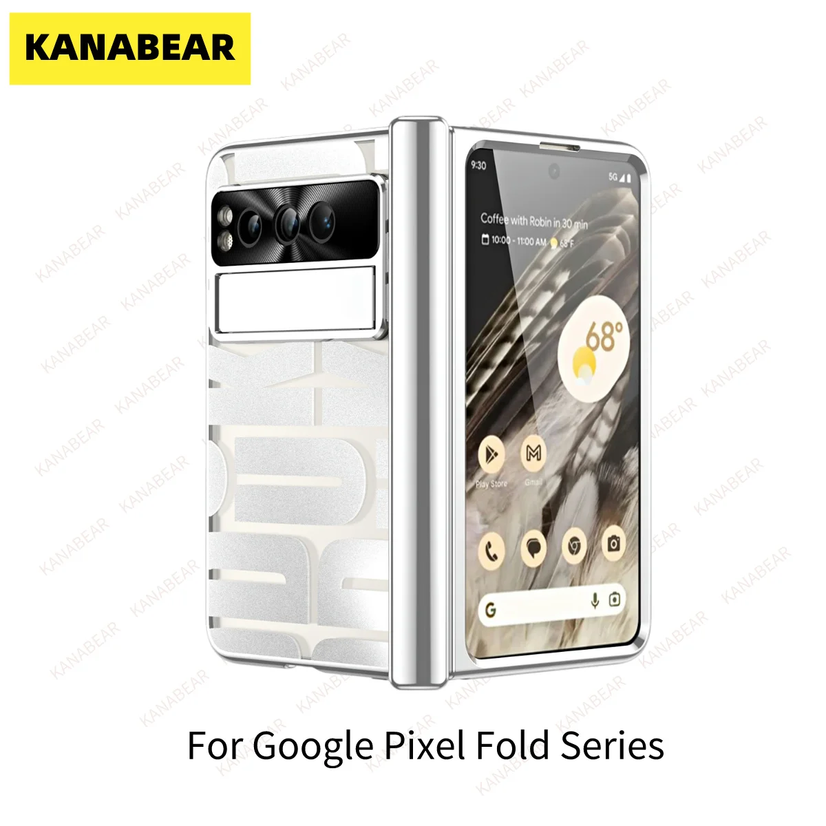 KANABEAR Suitable for Google Pixel Fold Phone Case Google fold Folding Screen Electroplated Transparent Anti drop