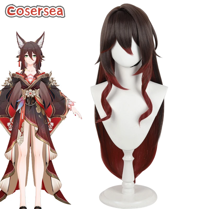 Cosersea Tingyun Fugue Cosplay Wigs Honkai: Star Rail Tingyun Fugue 80cm Long Brown Mixed Red Wig Synthetic Hair Heat Resistant