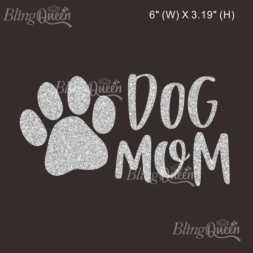 

BlingQueen-Korean Glitter HTV Iron On Vinyl Heat Transfer, Dog Mom Design, Colors and Sizes Can Be Customized, 12 PCs/Lot