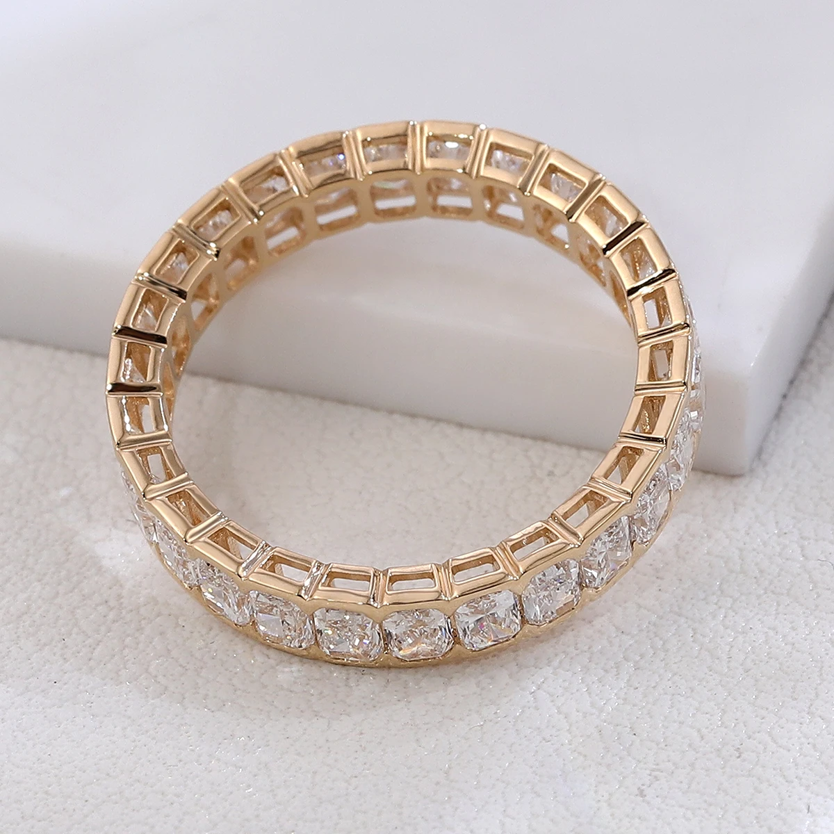 Provence Luxus-Vollband-Ring aus 10 Karat massivem Gold, strahlender Schliff, DEF/VS-Labordiamant, Hochzeit, Verlobungsring, Schmuck, Weihnachtsgeschenke