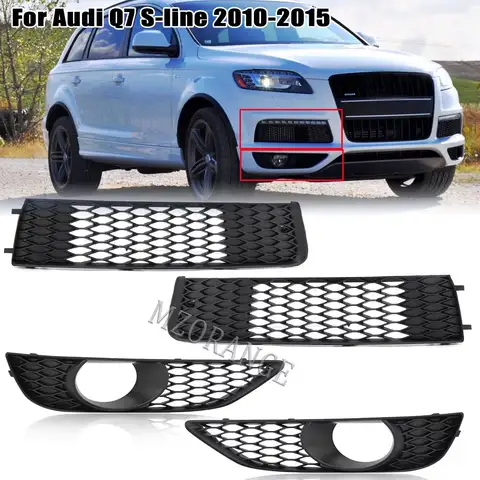 자동차 안개등 커버 Audi Q7 4L S-Line 2009 2010 2011 2012-2015 안개등 그릴 레이싱 그릴 헤드 라이트 메쉬 액세서리