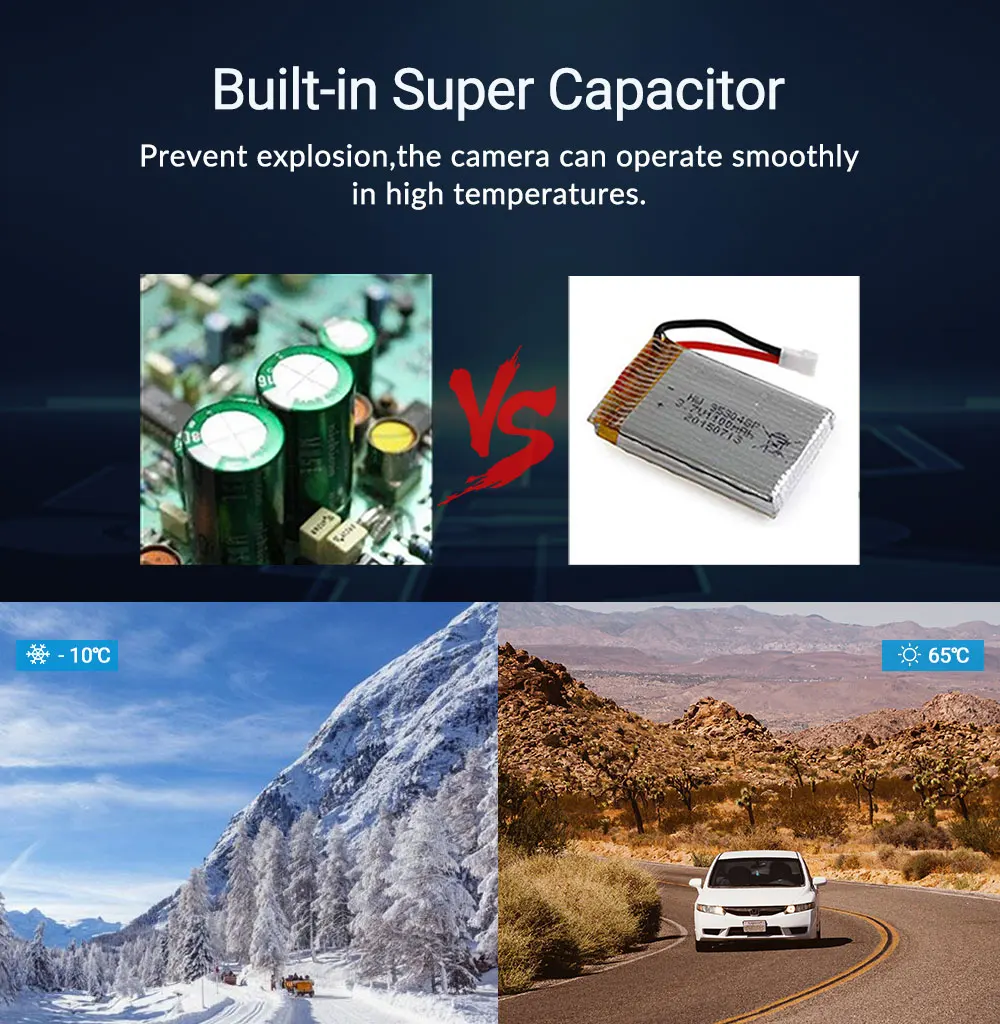 Hide Style Two Channels Dashcam 4k Dvr Video Recorder With Parking Mode