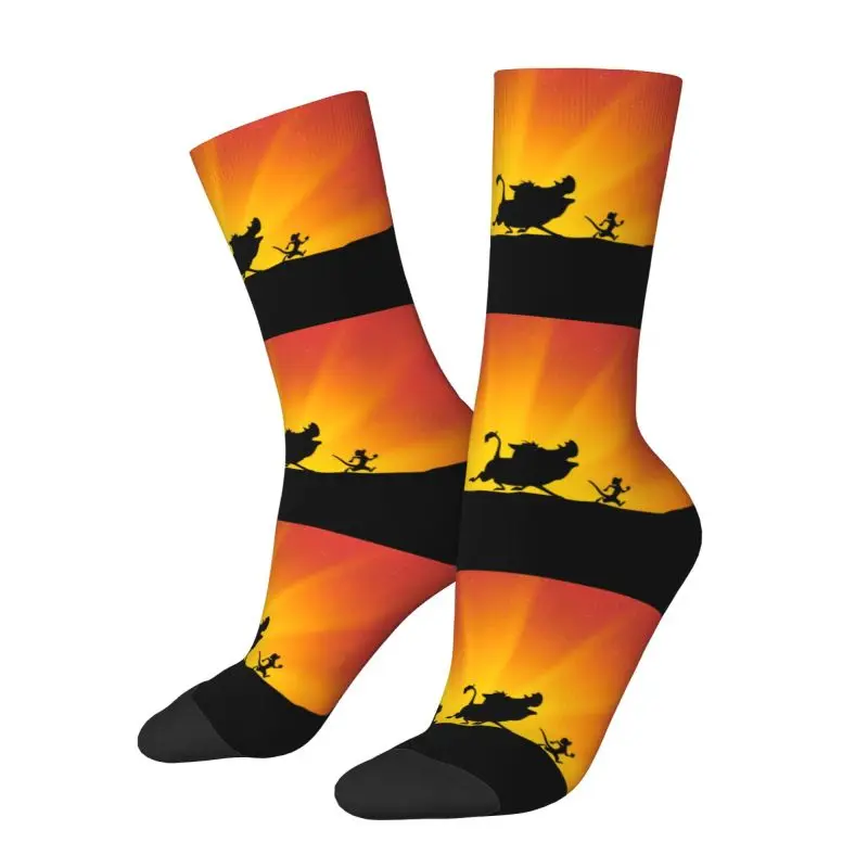 Fashion Printed Hakuna Cartoon The Lion King Socks for Women Men Stretchy Summer Autumn Winter Crew Socks