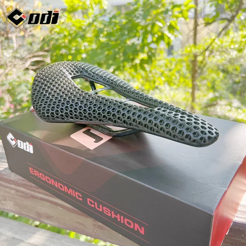 ODI Carbon Fiber 3D Printed Bike Saddle 143mm Ultra Light and Breathable Mountain Bicycle Cushion Soft Seat for Road MTB/Bike