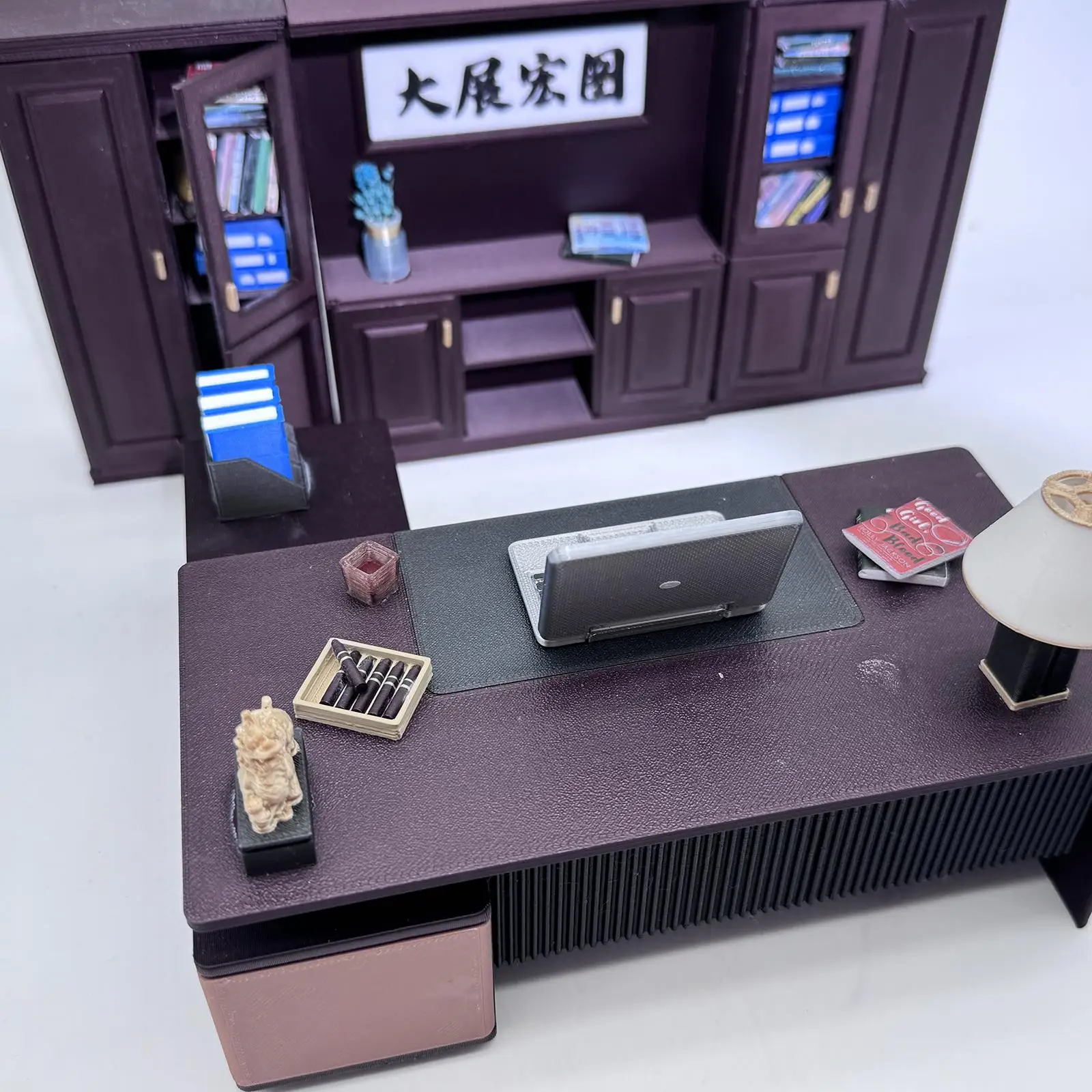 

Mini Table and Chair Set Miniature Office Furniture ABS Collectible Miniatures for Dollhouse Pretend Play Room