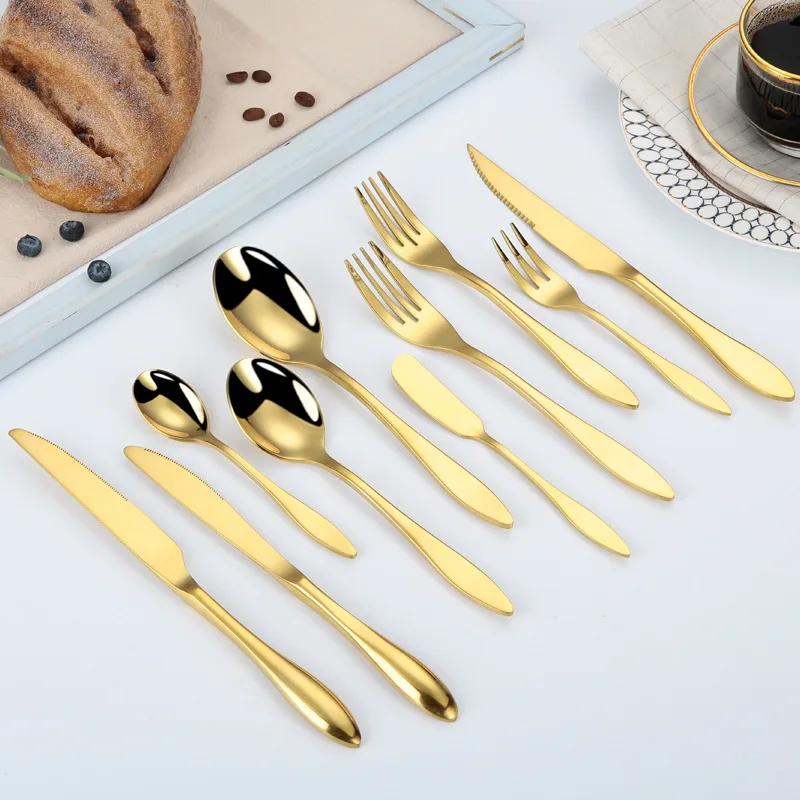 

10 Pcs Full Tableware Set Stainless Steel Cutlery Set Dinnerware Tableware Spoons Forks Knives Dining Tables Set Dropshipping