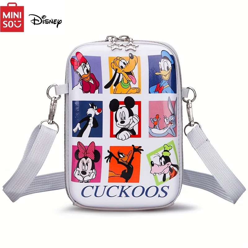 MINISO Disney Kawaii Crossbody Shoulder Bag Donald Duck Winnie Designs Secure Zipper Closure Trendy Accessory Outings Across Bag