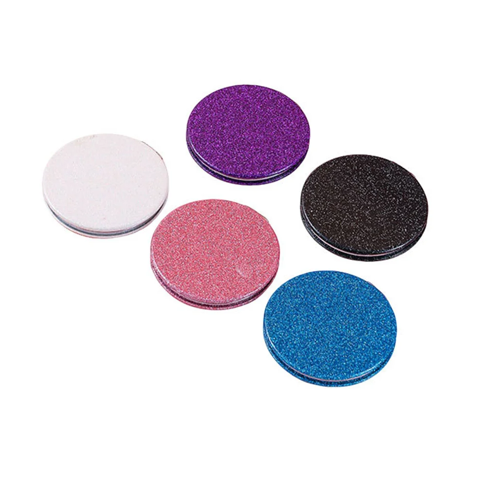 5 Stück tragbarer, zusammenklappbarer runder Make-up-Spiegel, glitzernd, doppelseitig, für Reisen, Zuhause, Büro, kleiner Kosmetikspiegel, Damen-Geldbörsenspiegel