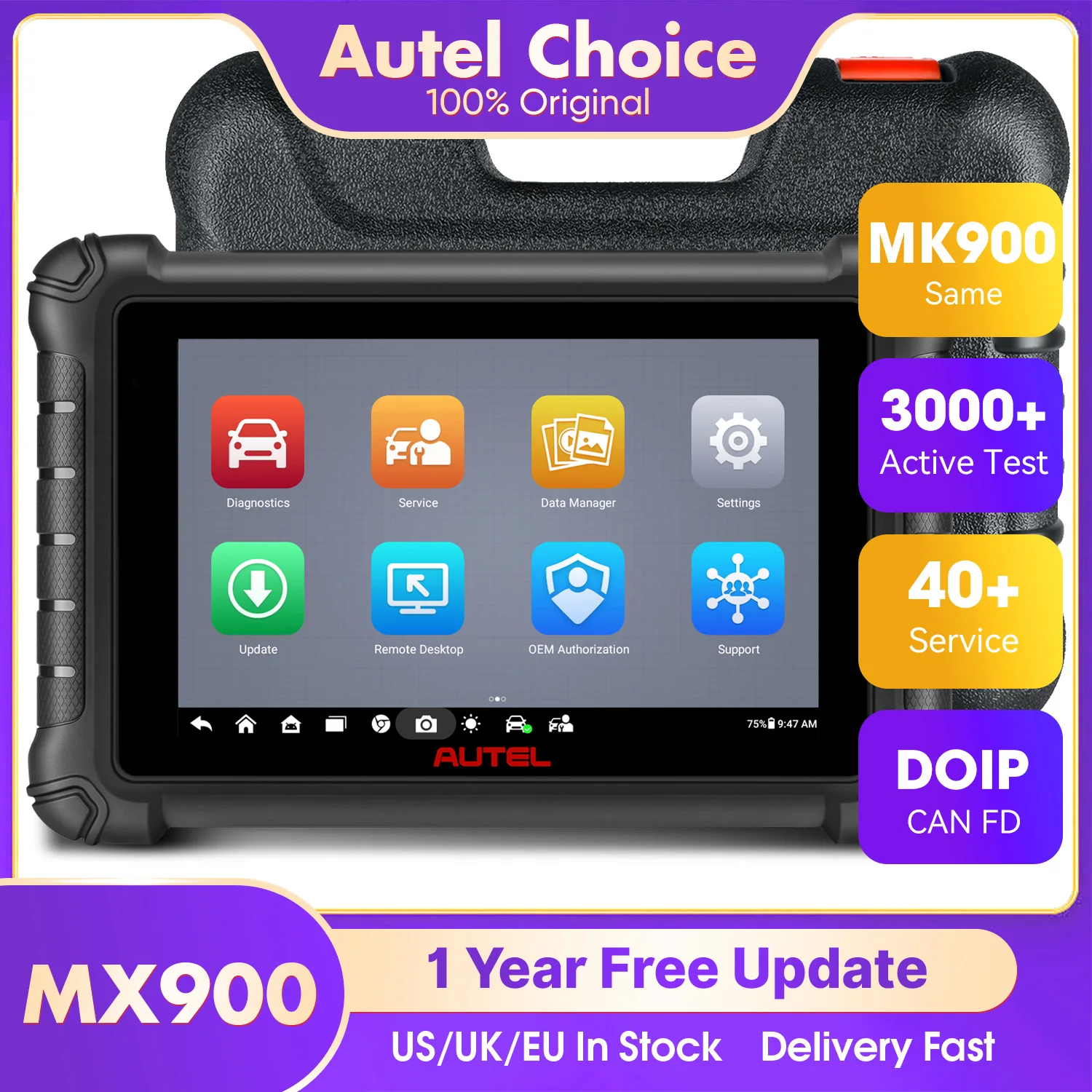 Autel MaxiCheck MX900 Automotivo Diagnostic Tool MK900 CAN FD/DoIP Bi-directional OBD2 Scanner Tools Upgraded of MX808S MK808S