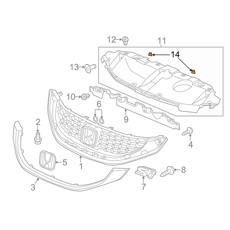 Junta do capô da almofada de borracha do capô do motor, Honda CIVIC 06-15, CITY 2009-2014, ACCORD CRV 2007-2011, RL RLX TLX RDX, 2 peças