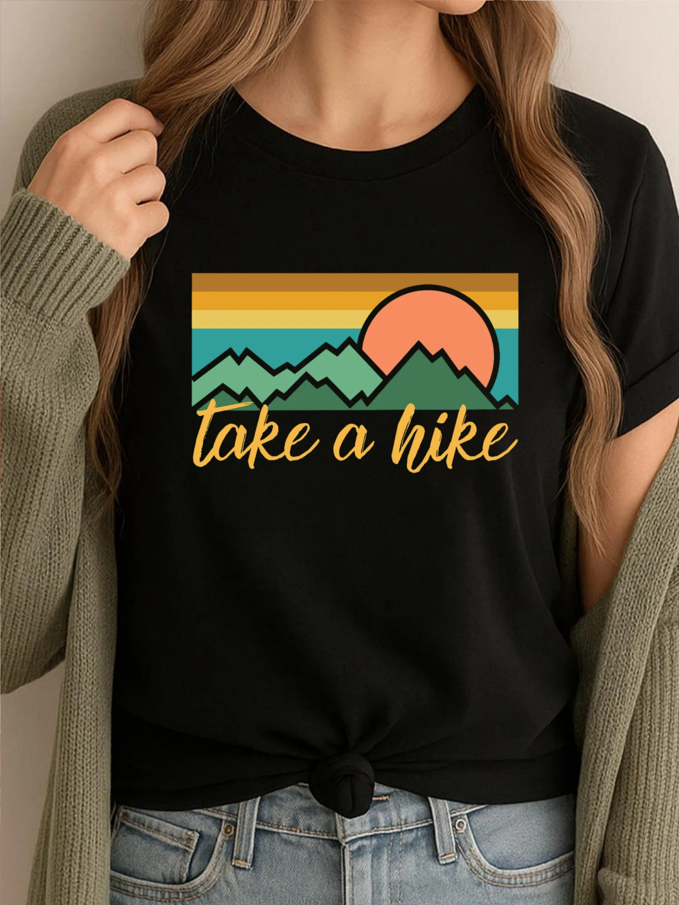 

Take A Hike Graphic T Shirts Fashionable And Trendy Printed T-Shirt Women Designer Clothes Vintage Style