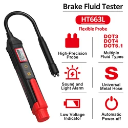 Flexible Probe Brake Fluid Tester Digital Car Brake Oil Detector Moisture Analyzer DOT3/DOT4/DOT5.1 Brake Oil Quality Checker