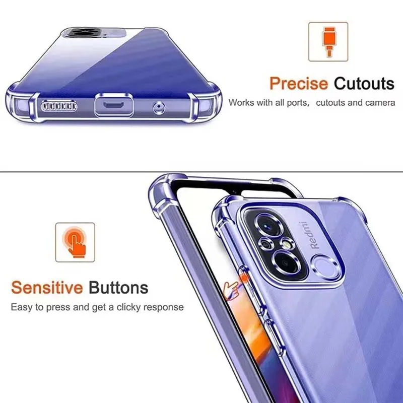 Luxury Clear Shockproof Phone Case For Xiaomi Redmi Note 10 10s 11 11s 12s 12s Pro Plus 10C 10A 9A 9C 12C 13C 4G 5G Back Cover