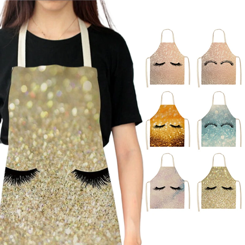 1pcs Eyelash Pattern Apron Eyelash Extension Tools Cotton Grafted False Eyelash Apron Cleaning Kitchen Apron Bib