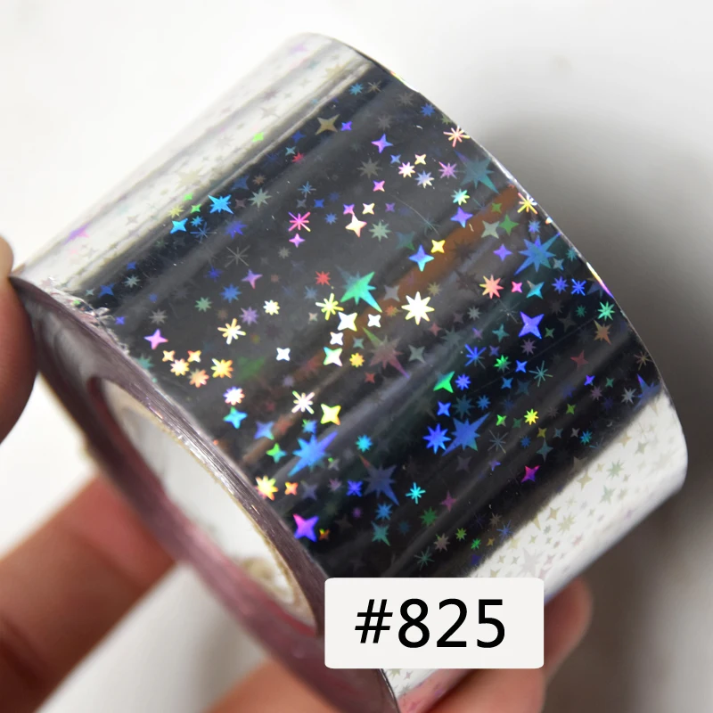 1 roll 120m*4cm Holographic Nail Foils Laser Star Waves Nail Transfer Foil Gold Sliver Holographic Sticker Decals