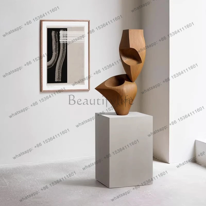 Hotel abstract art sculpture large floor-to-ceiling ornaments exhibition hall soft staircase corner wood carving decoration