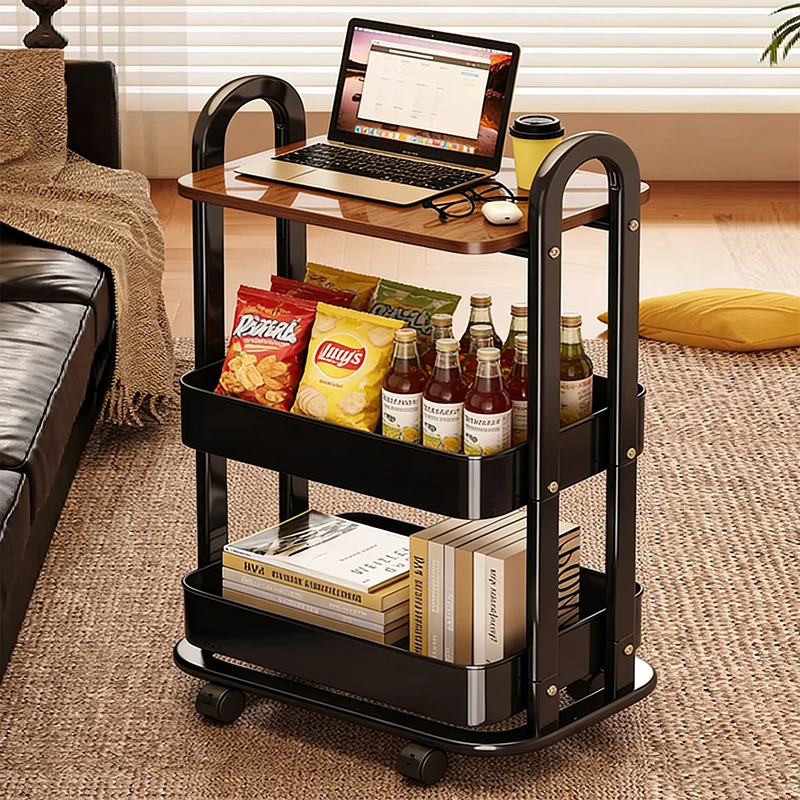 モバイル多層スナック収納ラック寝室ホームリビングルームソファサイドテーブルコーヒーテーブル小型カートスタンド床置き式
