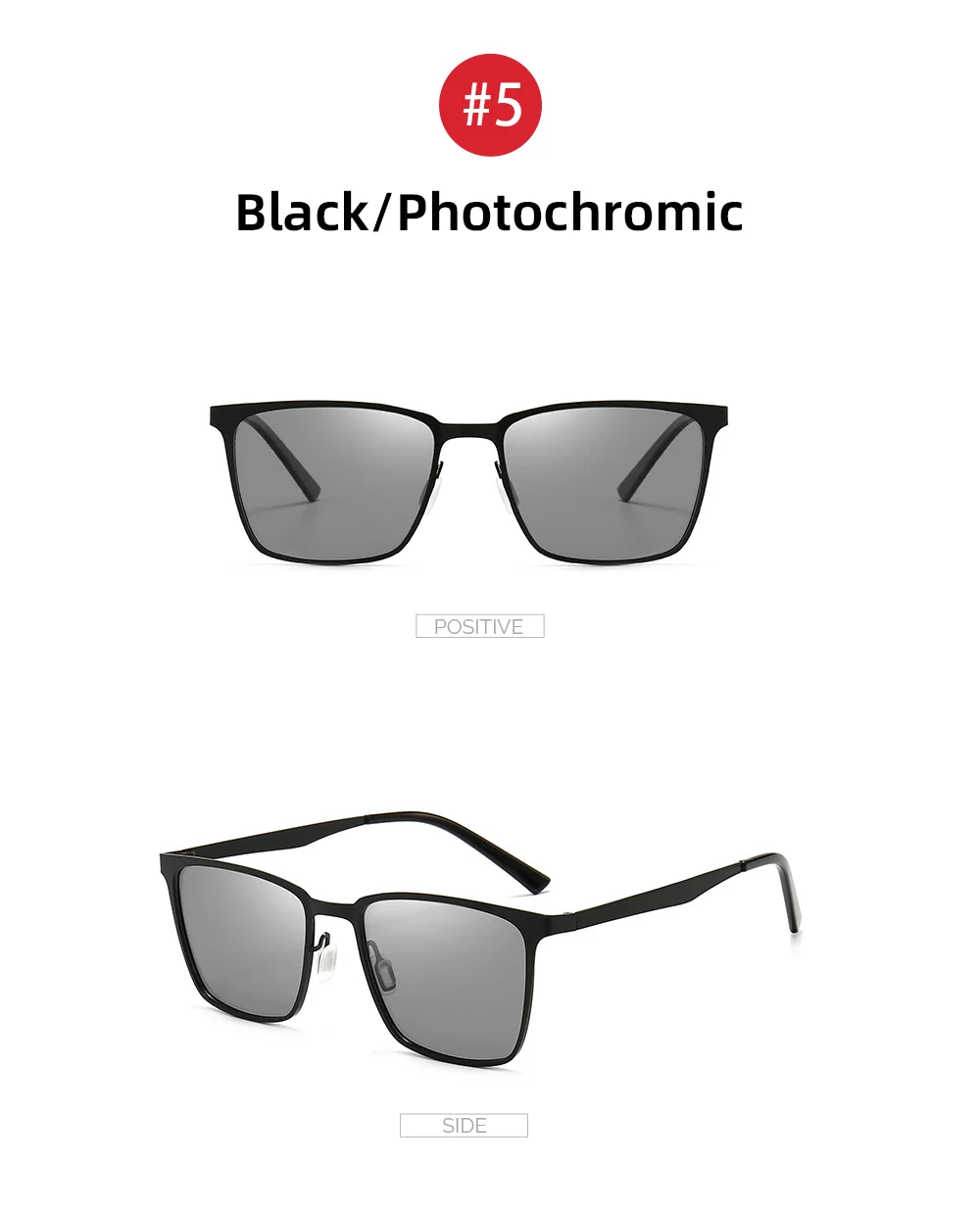 VIVIBEE Klassische Rechteck Polarisierte Sonnenbrille Männer Mattschwarz UV400 Fashion Square Sonnenbrille Federscharnier Driving Shades – Detail 14