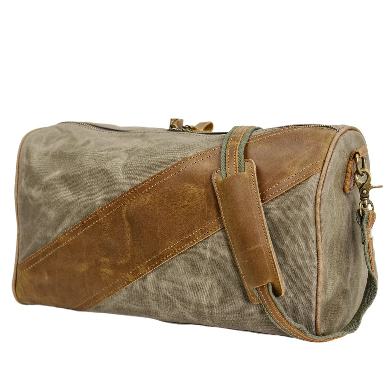 

Vintage Oil Waxed Canvas Crossbody Bag Men's Short Travel Bag Outdoor Casual Gym Bag Female