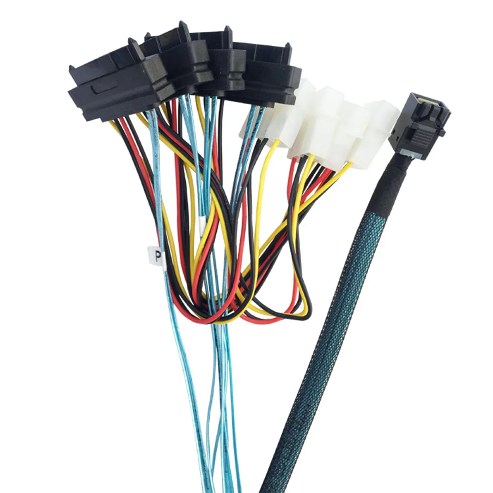 

Internal Mini SAS HD SFF-8643 to (4) 29pin SFF-8482 connectors with big 4P Power Port Cable