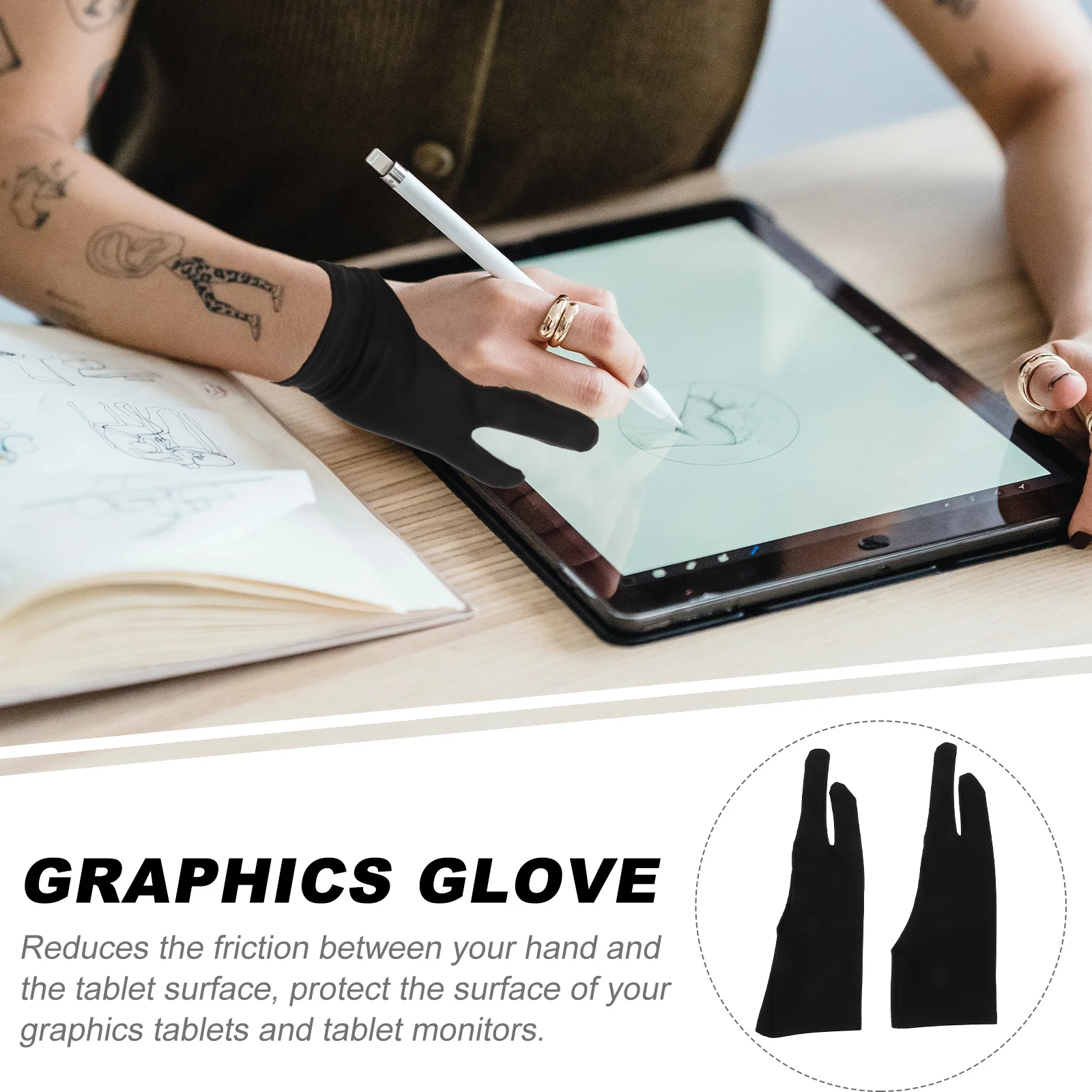 

4Pcs Painting Gloves Two Finger Artist Glove for Drawing Tablet Screen Protector Breathable Flexible Sketching Companion