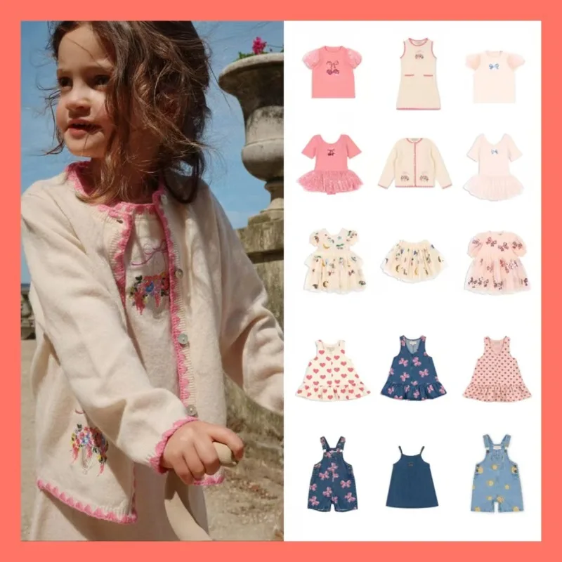 

Girls Dress 2025KS SS New Kids Clothes Knitted Cardigan Girls Early Spring Jacket Sequin Dance Skirt