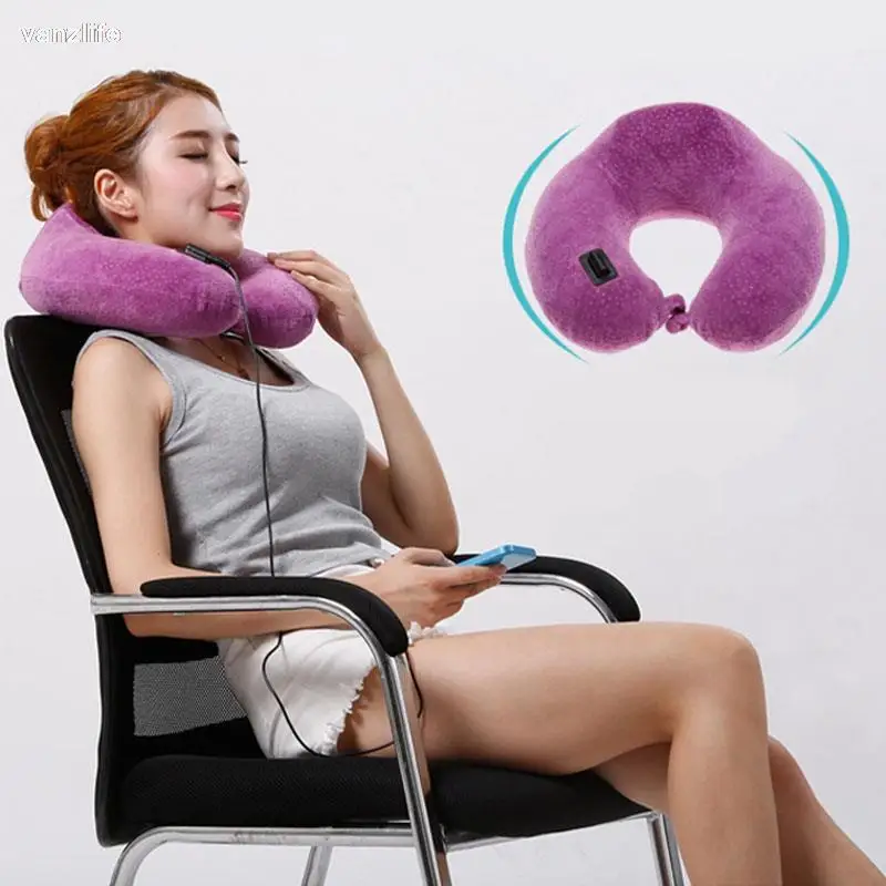 USB Argy Wormwood Electric Heating Hot Compress Memory Foam U-Shaped Pillow Cervical Pillow Relieve Neck Fatigue