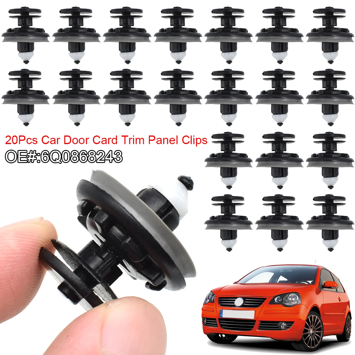 

20pcs Car Door Panel Card Trim Clips Push Rivet For VW Touran Tiguan Golf Passat Polo Jetta Caddy Audi TT A4 Fastener 6Q0868243