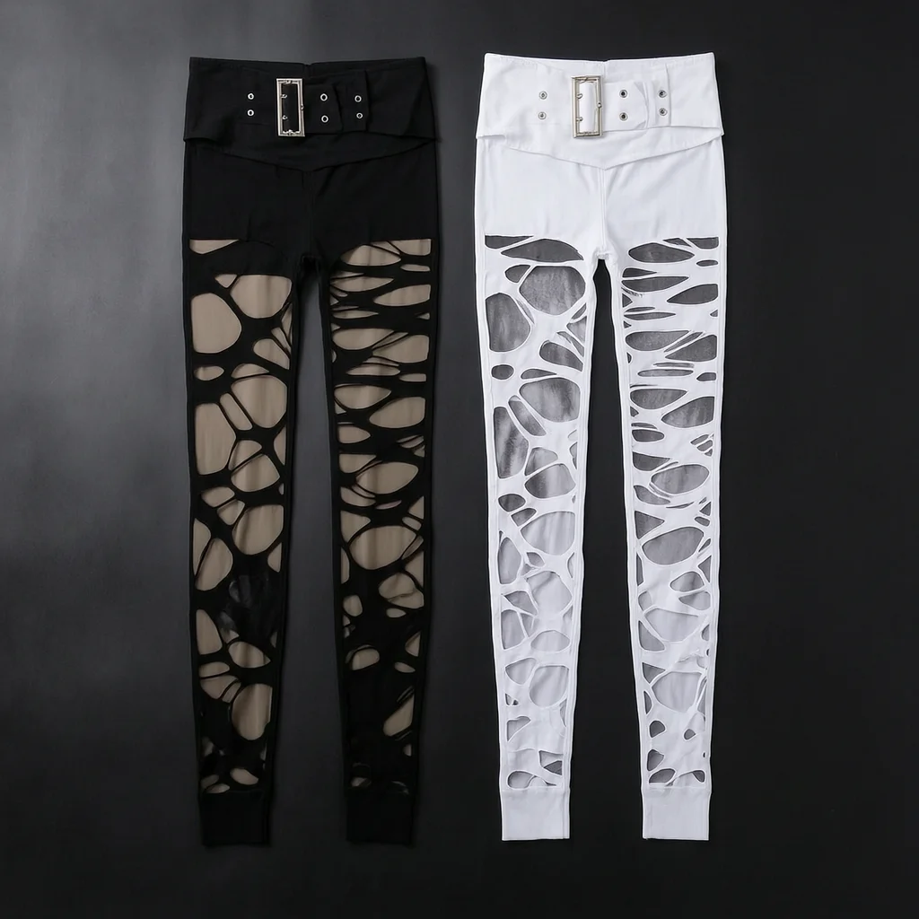 Women S Spider Web Stockings Ripped Gothic Punk Y2k Tights High Cut Alternative Fashion Hosiery For Cosplay And Daily Wear