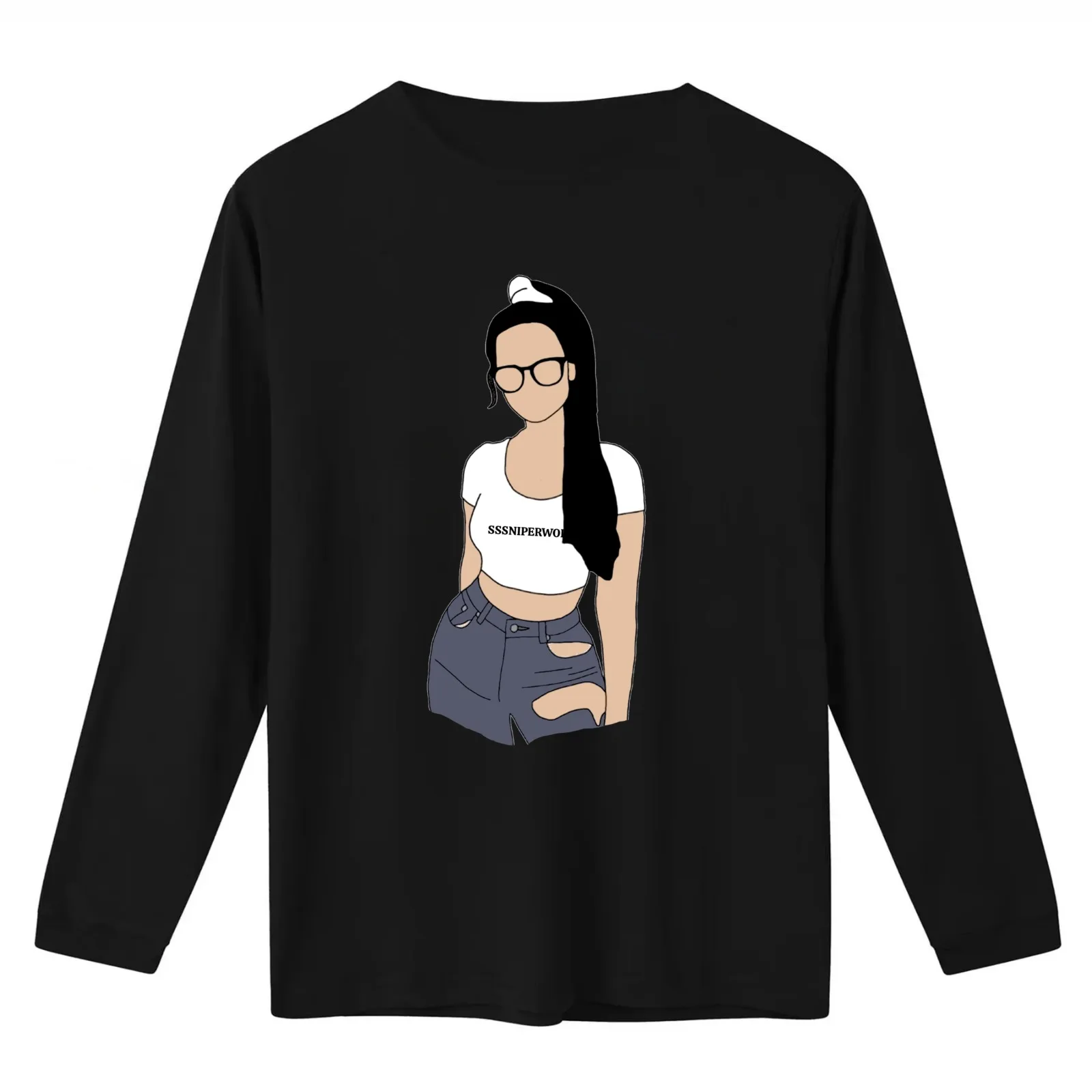 sssniperwolf fanart T-Shirt Summer Casual Cotton Tee Oversized Streetwear Tops Vintage Graphic Print Loose Fit Short Sleeve