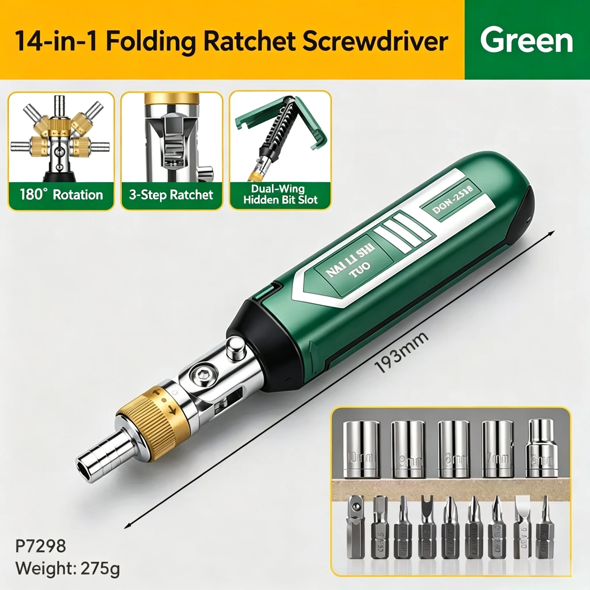 VEPAK SDRAG-14IN1 14-in-1 Multi-Function Ratchet Screwdriver Set Magnetic Bit Holder Compact Portable Hand Repair Tool