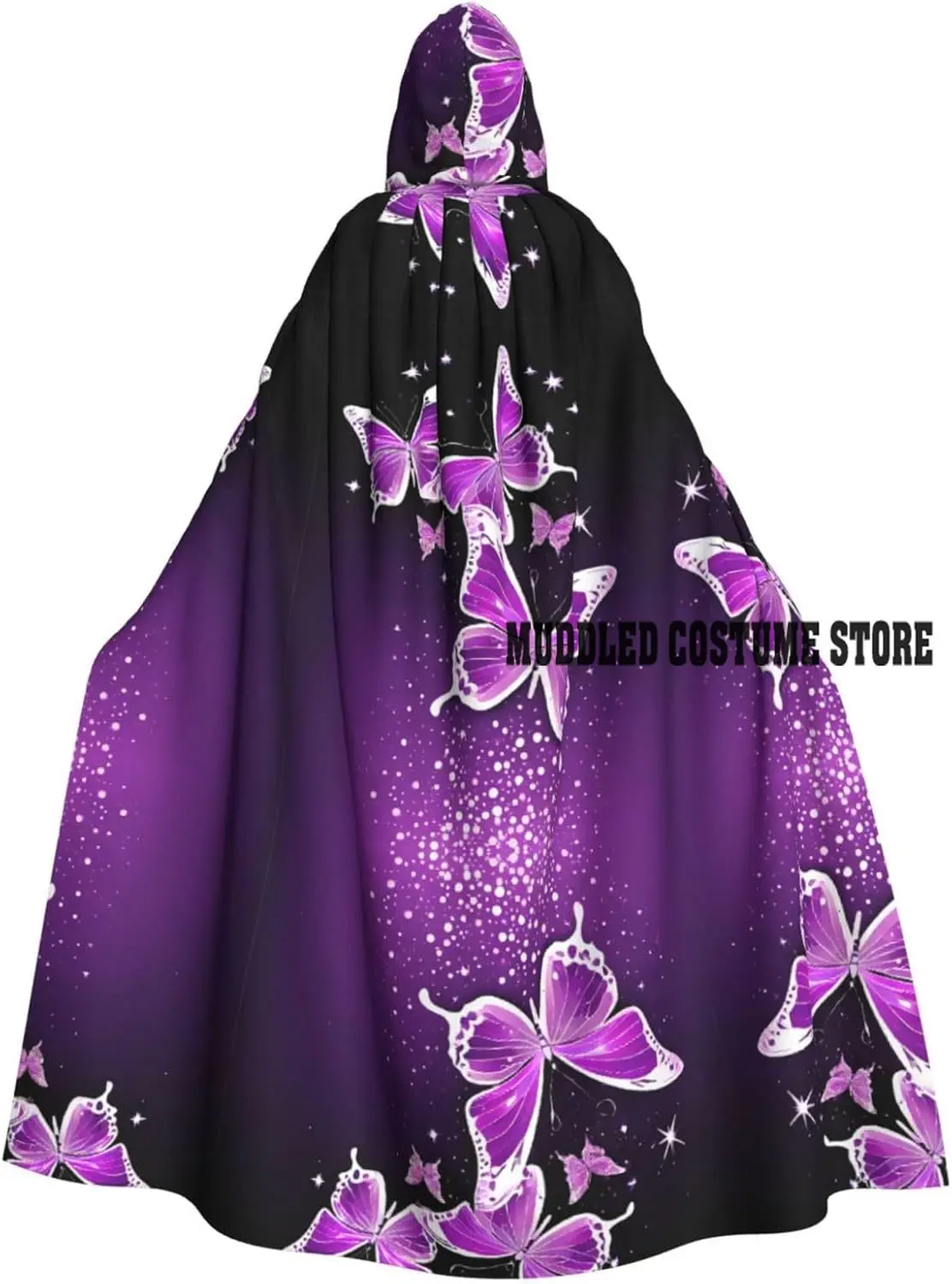 

Butterfly Printed Adult Hooded Cloak for Halloween Christmas Cosplay Cloak Cape Costume Holiday Xmas Party Decor