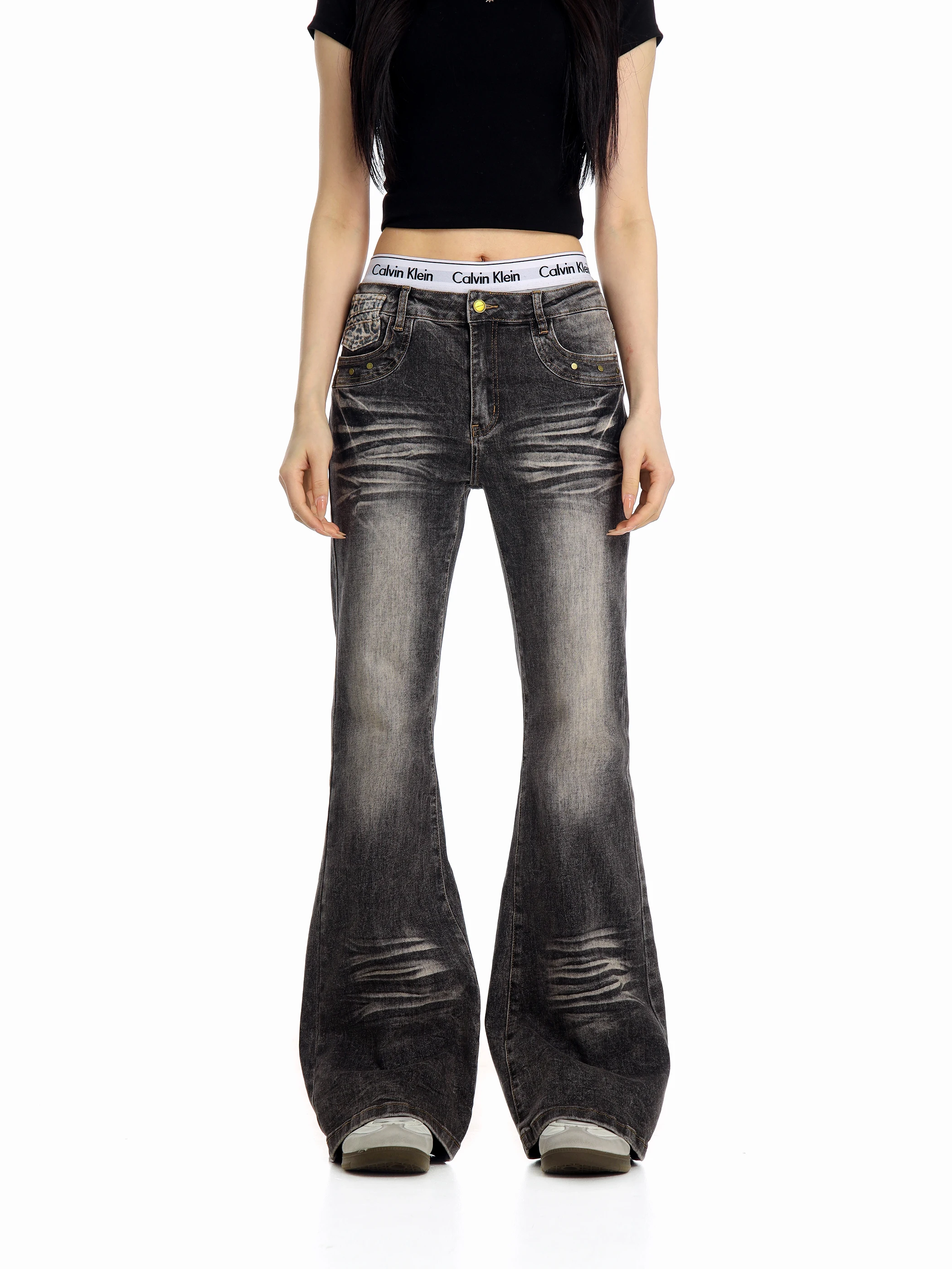 

Женские джинсы-клеш с низкой талией, прямые, в американском ретро-стиле, из мягкого денима, новинка весеннего сезона