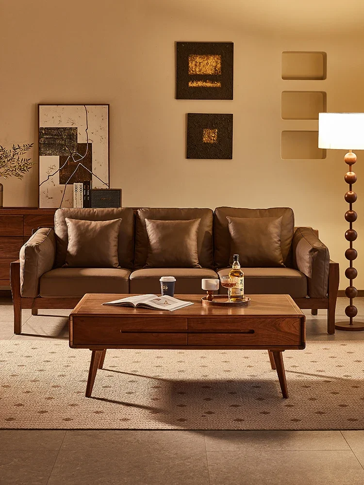 

ls 42Black walnut solid wood coffee table Nordic modern simple living room tea table household small apartment coffee table