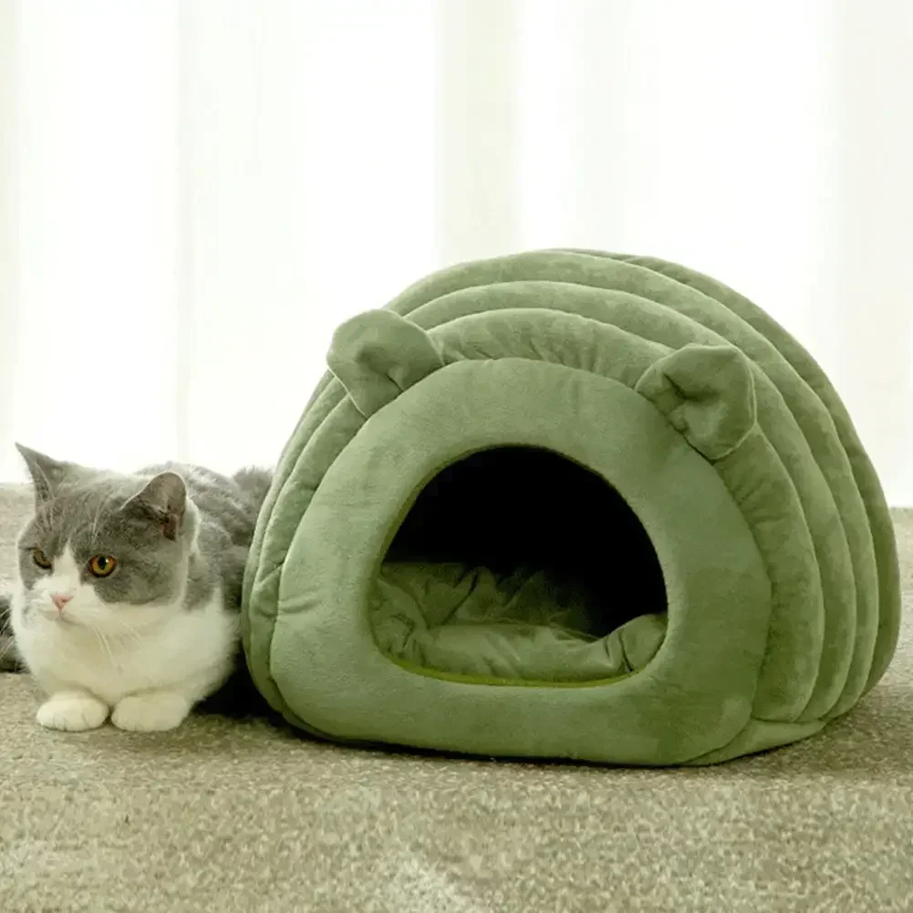 

Cute Deep Comfort Sleep In Winter Cat Bed Little Mat Basket For Cat's House Products Pets Tent Cozy Cave Cat Indoor Beds For Dog