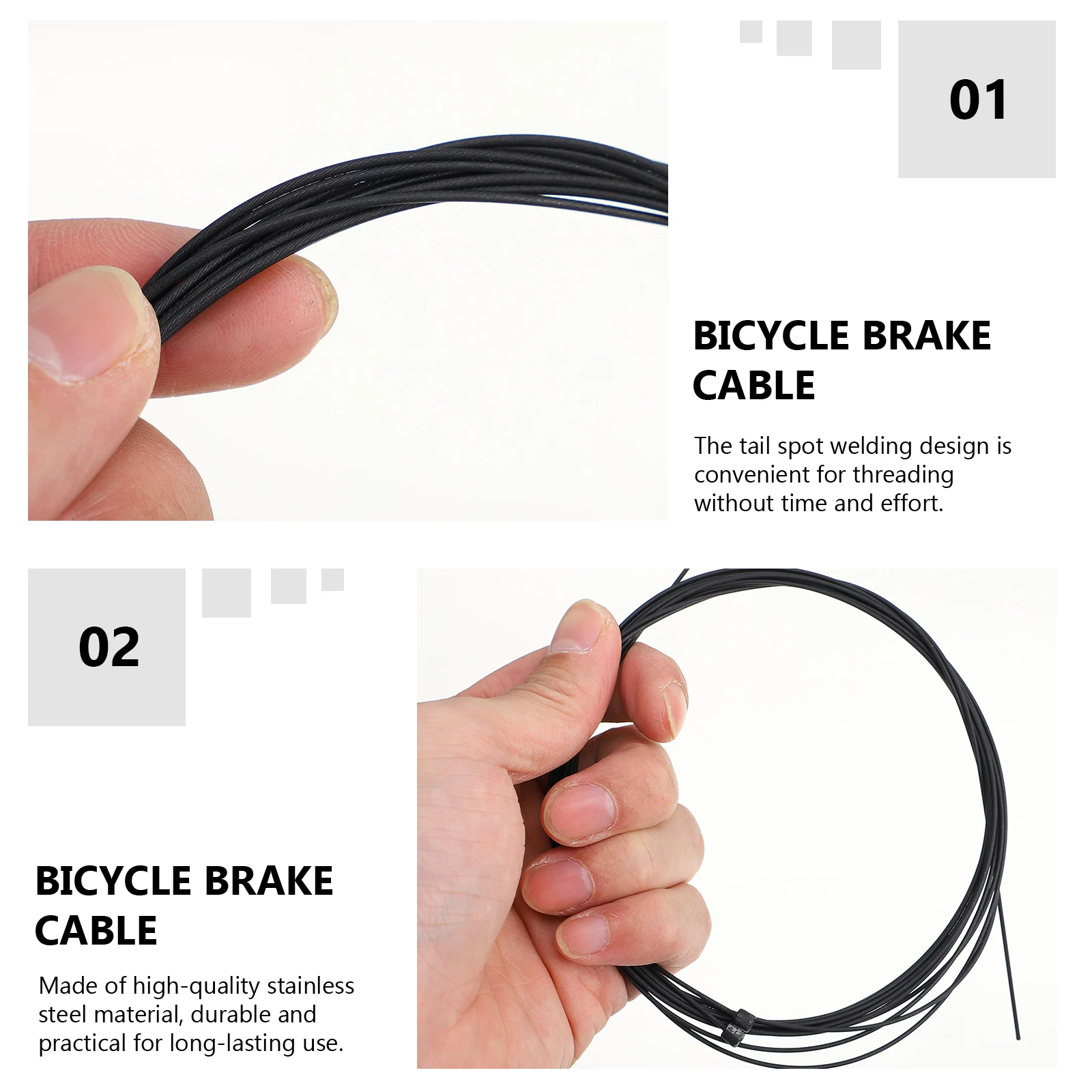 

2Pcs Bike Brake Cable Front Rear Stainless Steel Coating Durable Long Lasting Mountain Bikes Riding Experience Bike Part