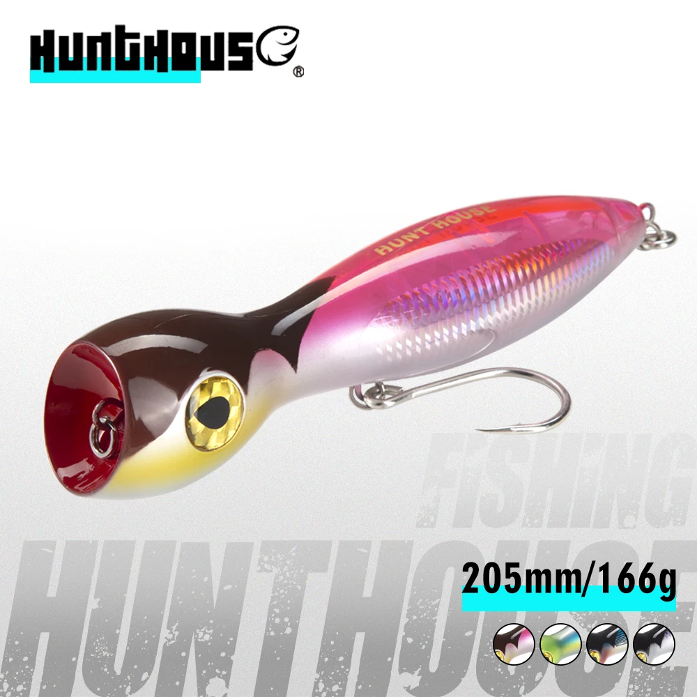 

Hunthouse Popper Floating Fishing Lure Topwater Trolling Hard Bait Wobbler Artificial 205mm 166g Pop Saltwater For Fish Tackle