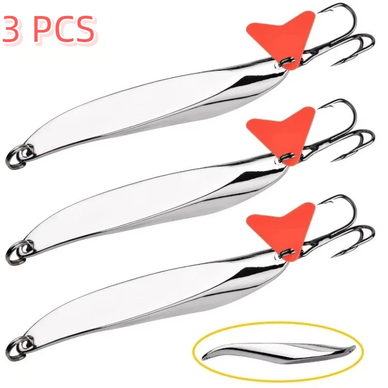 1/3 PCS Die Cast Metal Fishing Spoon Lures High Reflective Surface Sharp Treble Hooks For Freshwater Saltwater Fishing 5g To 60
