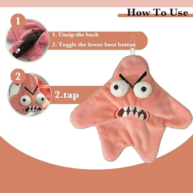 1-20PCS Angry Patrick Star Pendant Moving Star Dancing Trickster Toy USB Rechargeable Fun Bag Charm Car Keychain Decoration