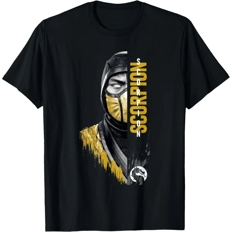 Scorpion Split Face 90's Arcade game Mortal Kombat Gift T shirt 0701 Gamer Tee Video game Graphic