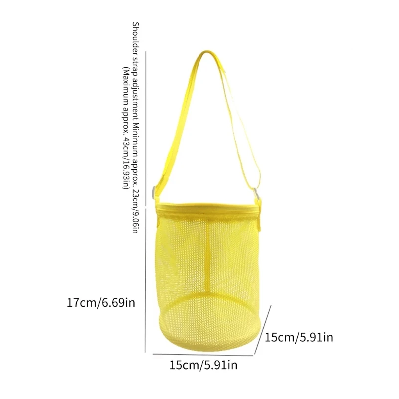 أطفال شبكة الشاطئ الحقائب قابل للتعديل حقيبة الكتف دلو الشكل تصميم حمل حقيبة 15UB #6
