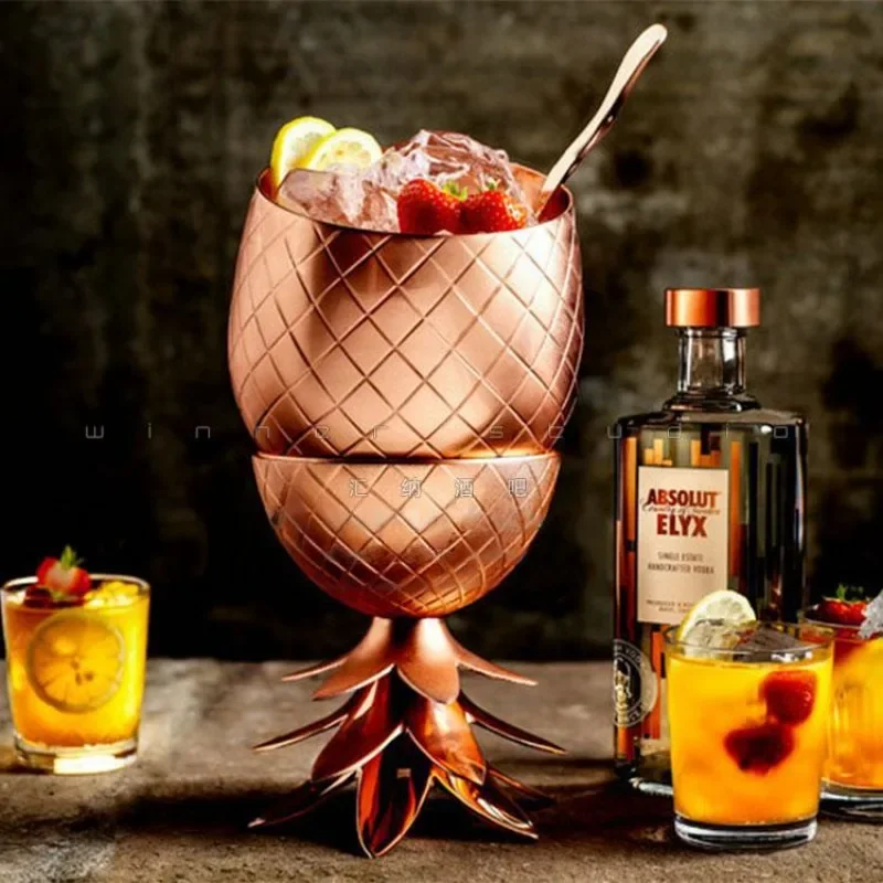 Creative Pineapple Tumbler Cocktail Cups Stainless Steel Gold 450ml Stainless Steel Cup Mug Beer Mugs Drinking Bar Tool