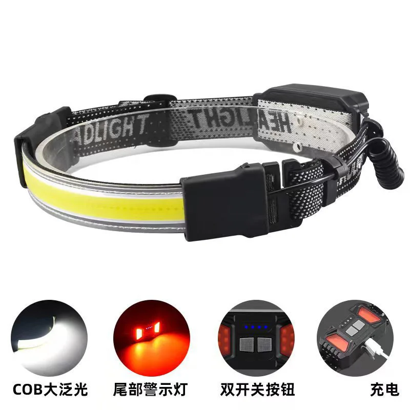 

New Cob Silicone Headlamp Outdoor Run Light USB Rechargeable Head-Mounted Flashlight Led Strong Light Headlamp